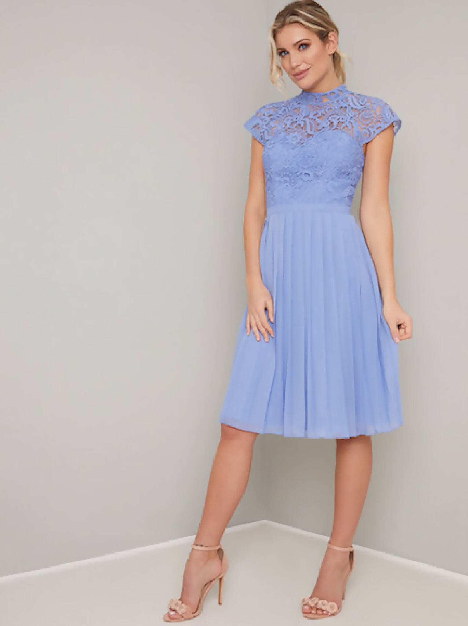 Chi Chi Lace Rozie Midi Dress Cornflower Blue Selah