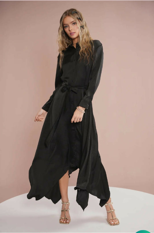 Long Sleeves Black Evening Dress