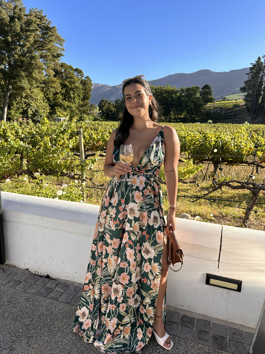 Long Emerald Flower Dress