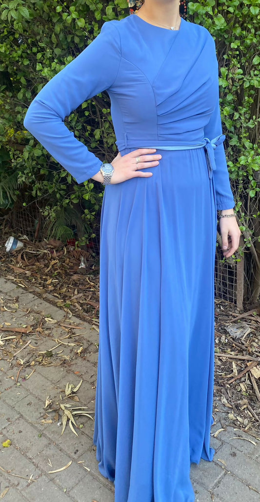 Long Sleeves Blue Dress