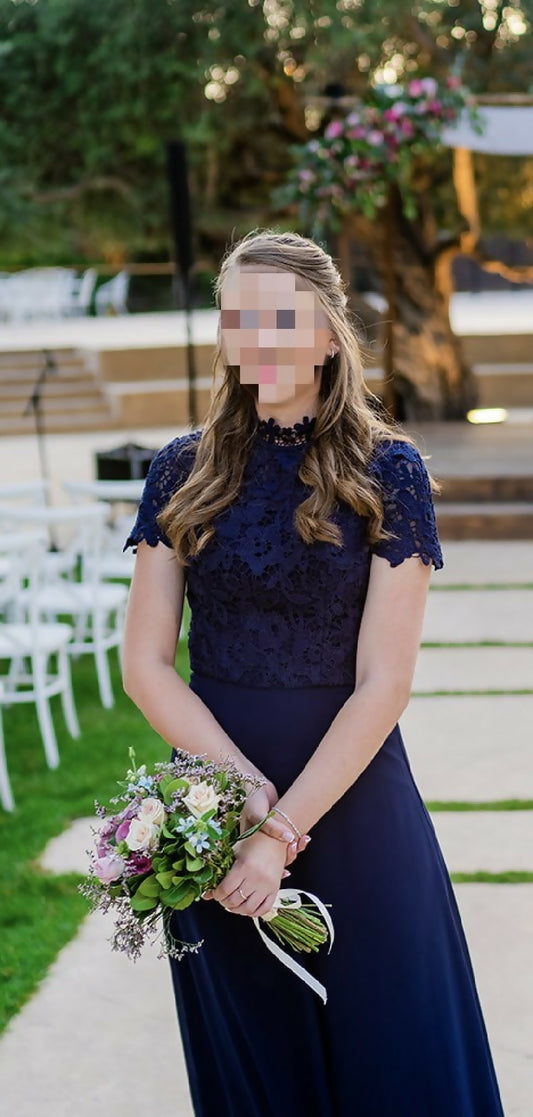 Navy Blue Lace/Chiffon