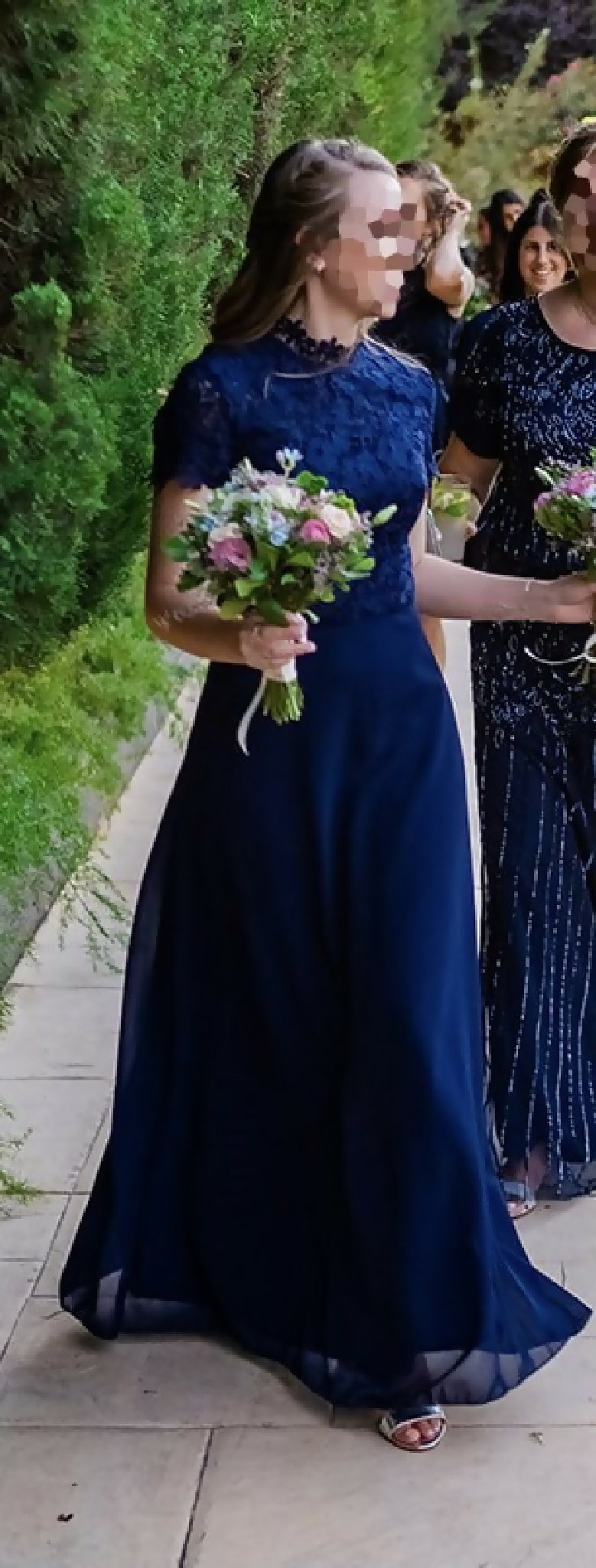 Navy Blue Lace/Chiffon