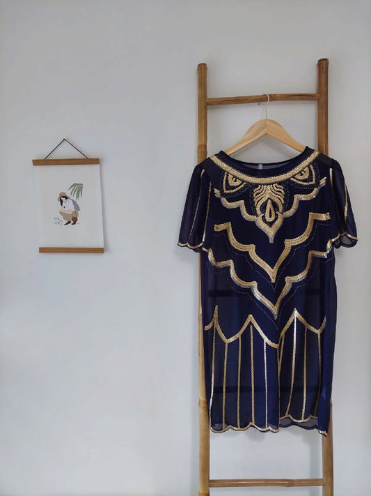 Navy Gold Dress